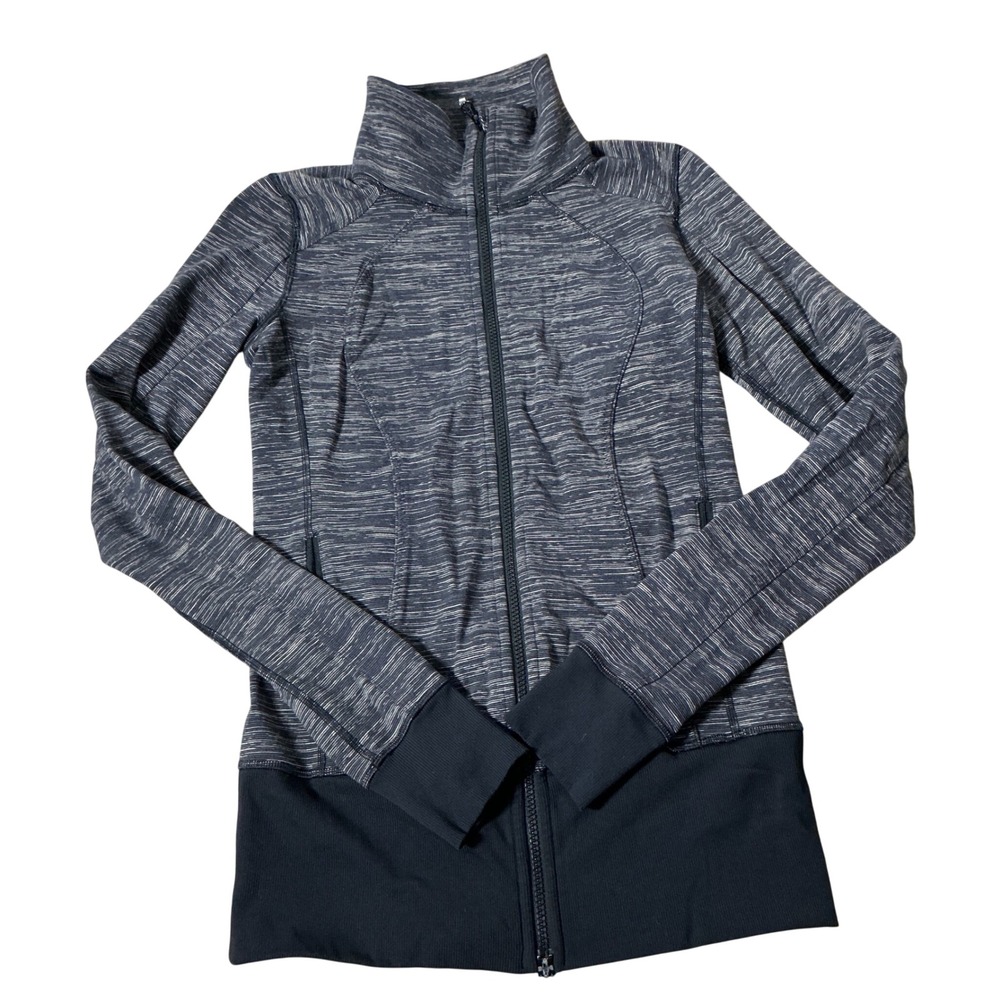 Lululemon Nice Asana Jacket Women 6 Black Space Dye Full Zip Luon W4D44S